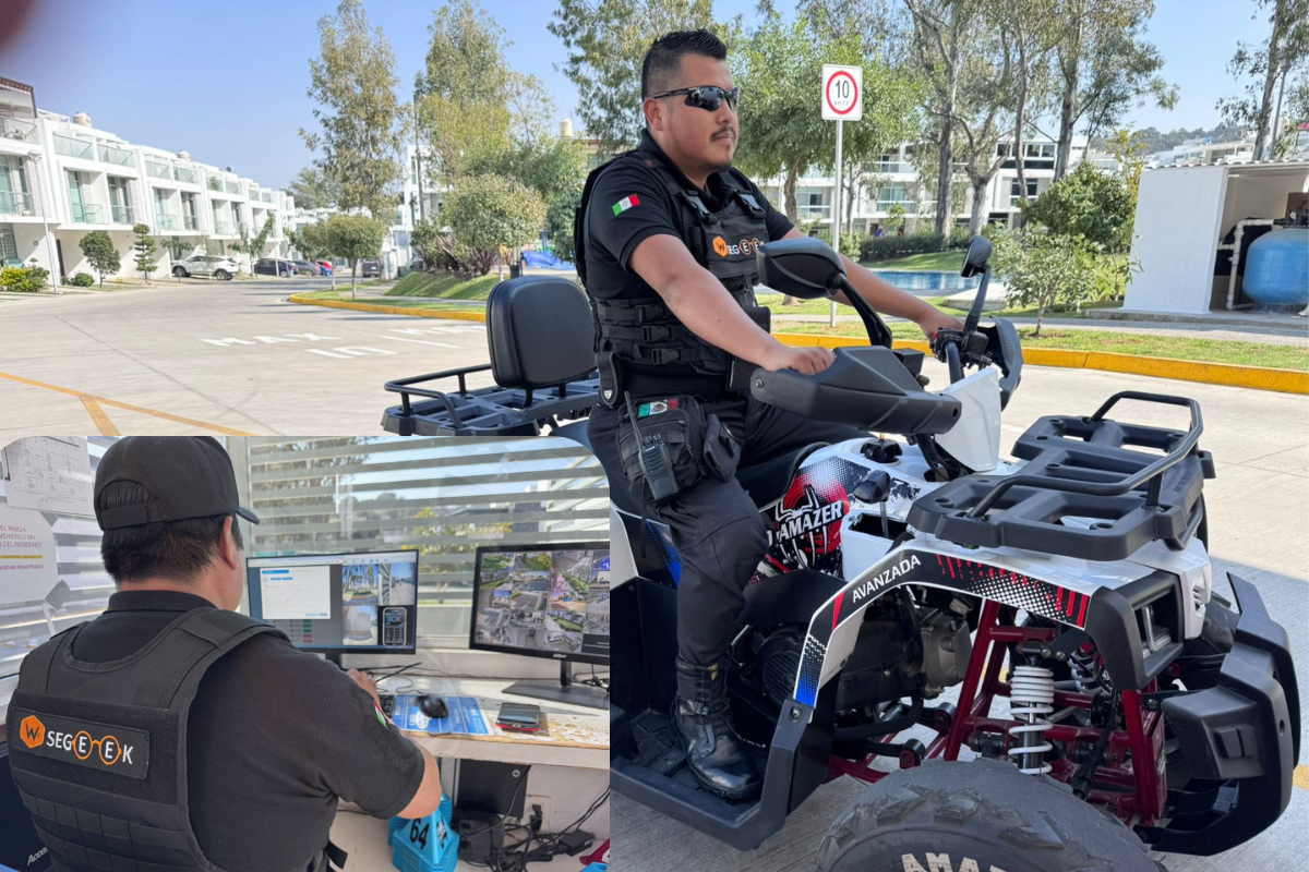 Guardia de seguridad monitoreando cámaras de videovigilancia desde una central