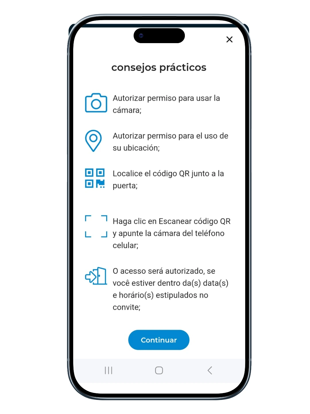 Pantalla de la app SIARID para enviar un pase de visita con QR